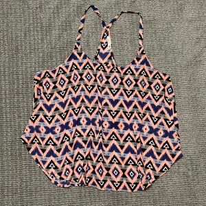 SOPRANO Bright Neon Aztec Print Flowy Racerback Spaghetti Strap Tank Top